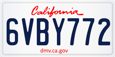 CA license plate 6VBY772