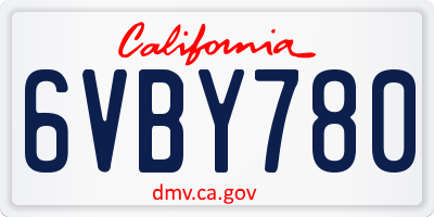 CA license plate 6VBY780