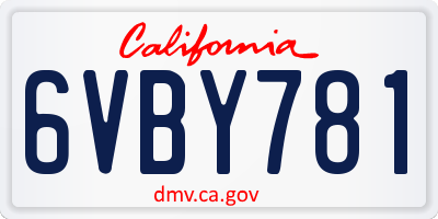 CA license plate 6VBY781