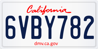 CA license plate 6VBY782