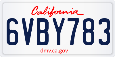 CA license plate 6VBY783