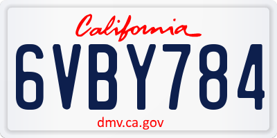 CA license plate 6VBY784