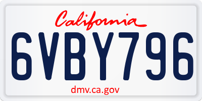 CA license plate 6VBY796