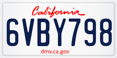 CA license plate 6VBY798