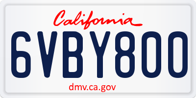 CA license plate 6VBY800