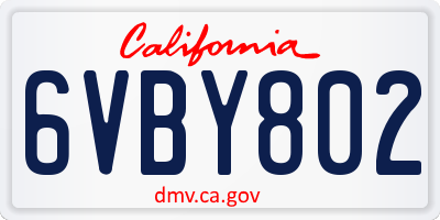CA license plate 6VBY802
