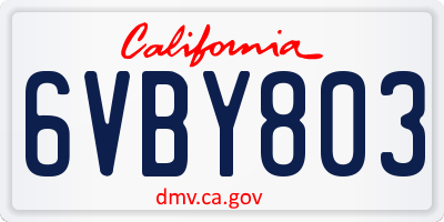 CA license plate 6VBY803