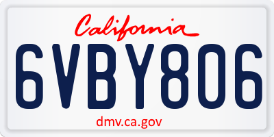 CA license plate 6VBY806