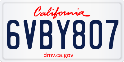 CA license plate 6VBY807
