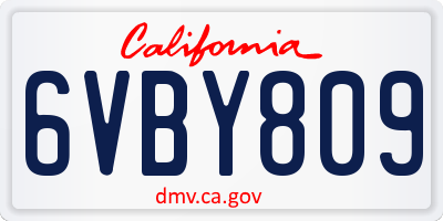 CA license plate 6VBY809
