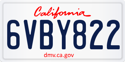 CA license plate 6VBY822