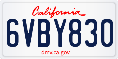 CA license plate 6VBY830