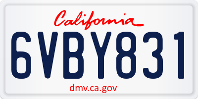 CA license plate 6VBY831