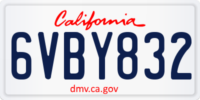 CA license plate 6VBY832