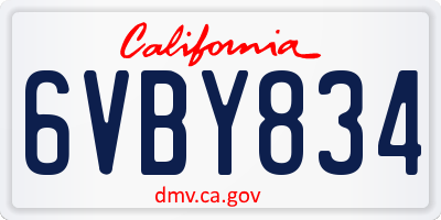 CA license plate 6VBY834