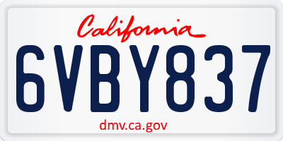 CA license plate 6VBY837