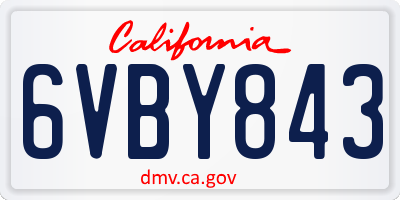 CA license plate 6VBY843