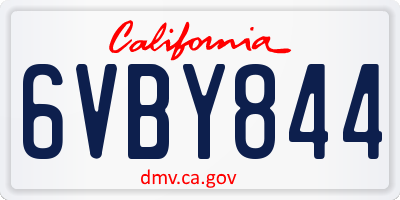 CA license plate 6VBY844