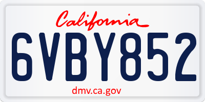 CA license plate 6VBY852