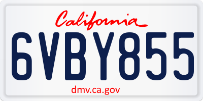 CA license plate 6VBY855