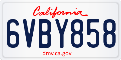 CA license plate 6VBY858
