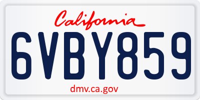 CA license plate 6VBY859
