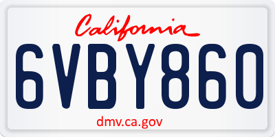 CA license plate 6VBY860