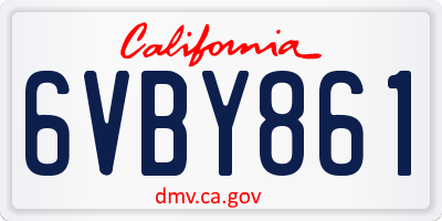CA license plate 6VBY861