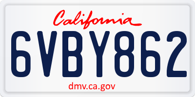 CA license plate 6VBY862