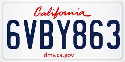 CA license plate 6VBY863