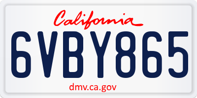 CA license plate 6VBY865