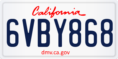 CA license plate 6VBY868