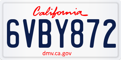 CA license plate 6VBY872