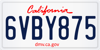 CA license plate 6VBY875