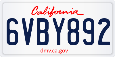 CA license plate 6VBY892