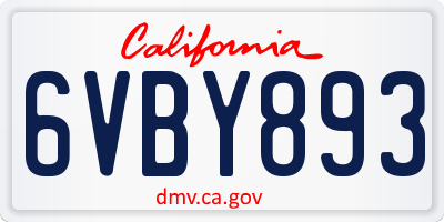 CA license plate 6VBY893