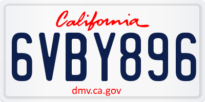 CA license plate 6VBY896
