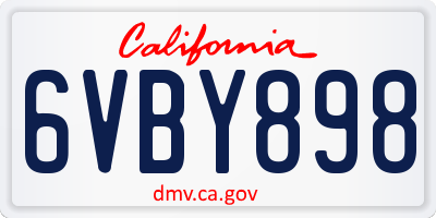 CA license plate 6VBY898