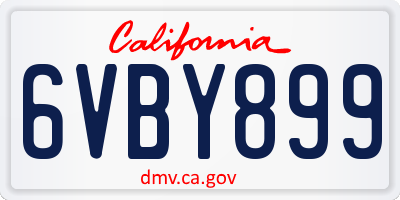 CA license plate 6VBY899