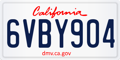 CA license plate 6VBY904