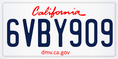 CA license plate 6VBY909