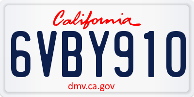 CA license plate 6VBY910