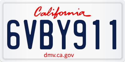 CA license plate 6VBY911