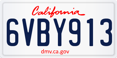 CA license plate 6VBY913