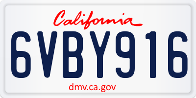 CA license plate 6VBY916