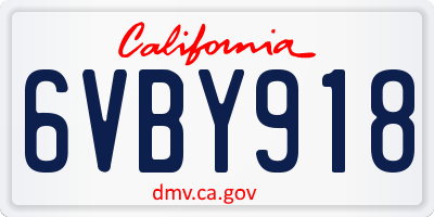 CA license plate 6VBY918