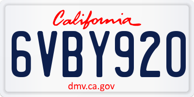 CA license plate 6VBY920