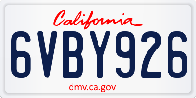 CA license plate 6VBY926
