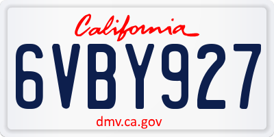 CA license plate 6VBY927