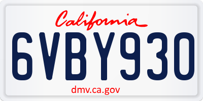 CA license plate 6VBY930